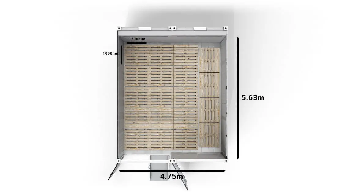 19 UK Pallets in a 2-bay 20ft Arctic SuperStore