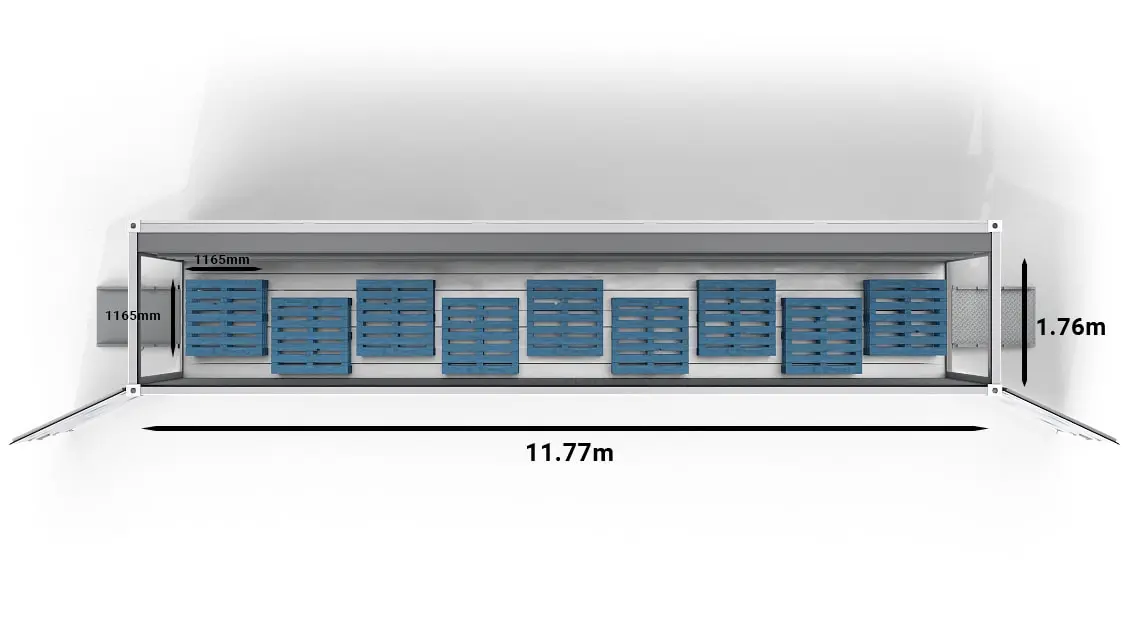 9 CHEP-pallets in a 40ft ArcticBlast